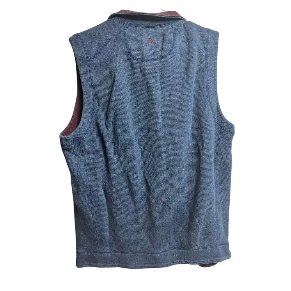Tommy Bahama Men's Flipshore Reversible Full Zip Vest Coastline Heather Medium